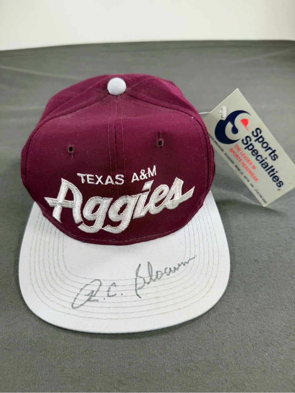 VTG Sports Specialties Texas A&M Script Snapback cap  W/ R.C. Slocum Signature